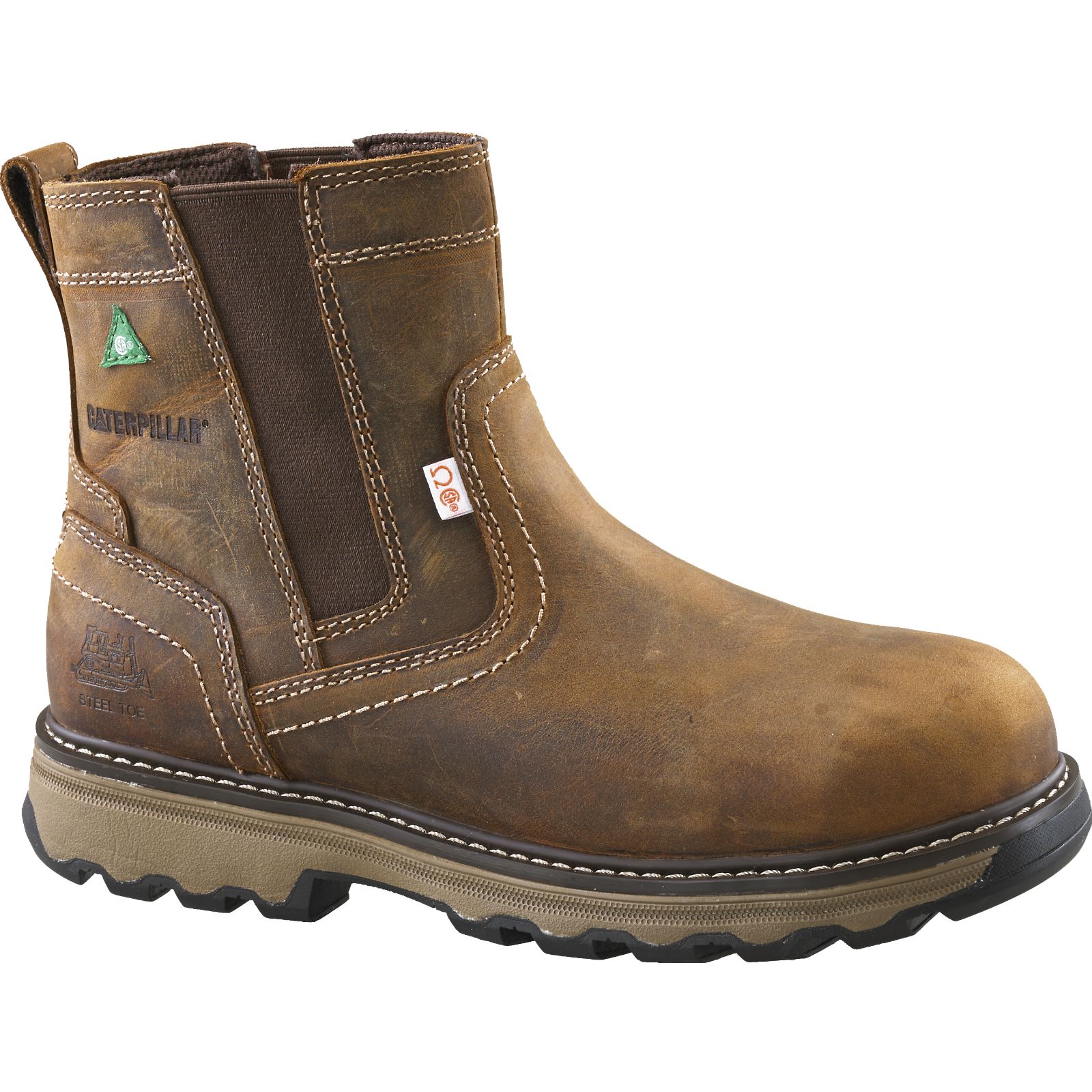 Caterpillar Boots South Africa - Cat Men's Pelton Steel Toe Csa Work Boots Dark Beige BY7461850